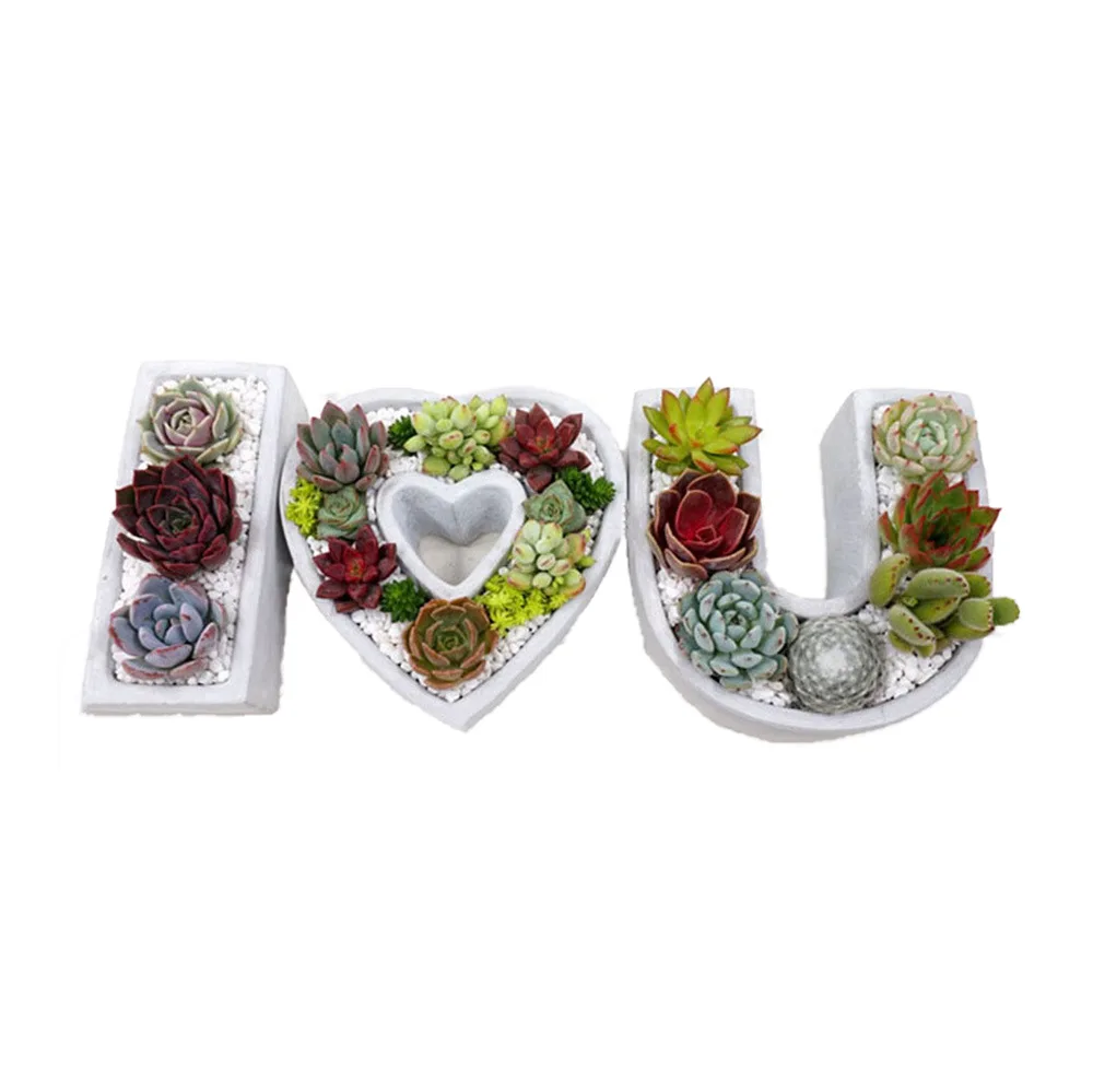 

1PC Love Flower Pot Silicone Molds Home Decoration Concrete Cement Mold Planter Pallet Mold Shapes Plants Pots Vase Color Random