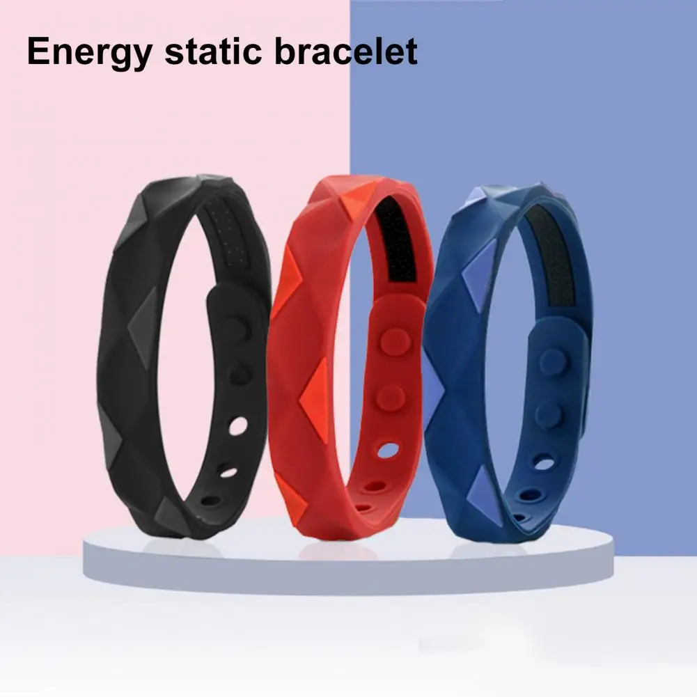 

6-Hole Adjustment Wrist Strap Portable Sports Wear Pain Relief Silica Gel Anti-static Bracelet Negative Ion Wristband