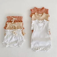 childrens clothing girls ruffled pit strips jumpsuits drawstring rompers shorts rompers
