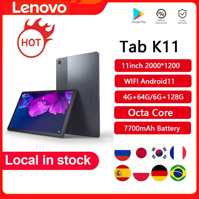Global Firmware Original Lenovo Tab K11 2K LCD Screen MTK Octa Core 4G /6G 64G /128GB Tablet Android 12 Xiaoxin Pad 11Inch Table