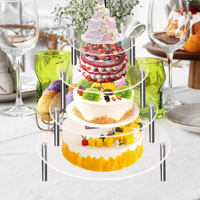 DIY Transparent Acrylic Wedding Cake Stand Crystal Cup Cake Display Shelf Cupcake Holder Plate Birthday Party Decoration Stands