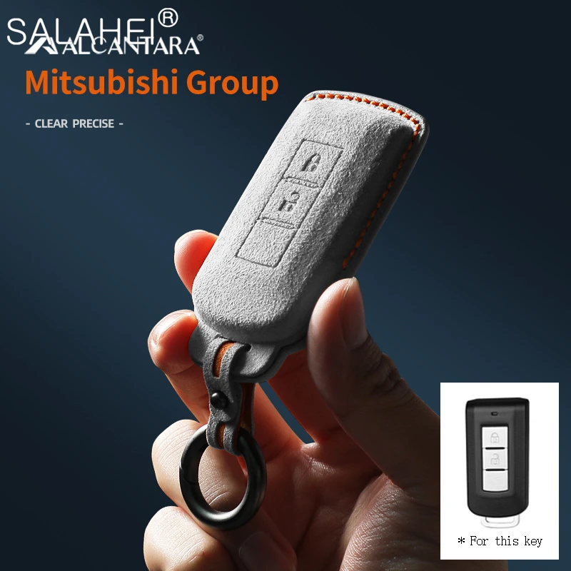 

2 Buttons Alcantara Suede Car Key Case Cover Protector Shell Fob For Mitsubishi Outlander 2015 Pajero Sport 2020G Pajero Sport 3