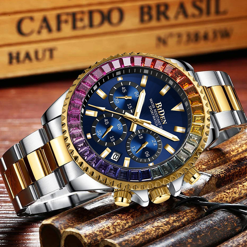 Часы наручные мужские с хронографом брендовые многофункциональные