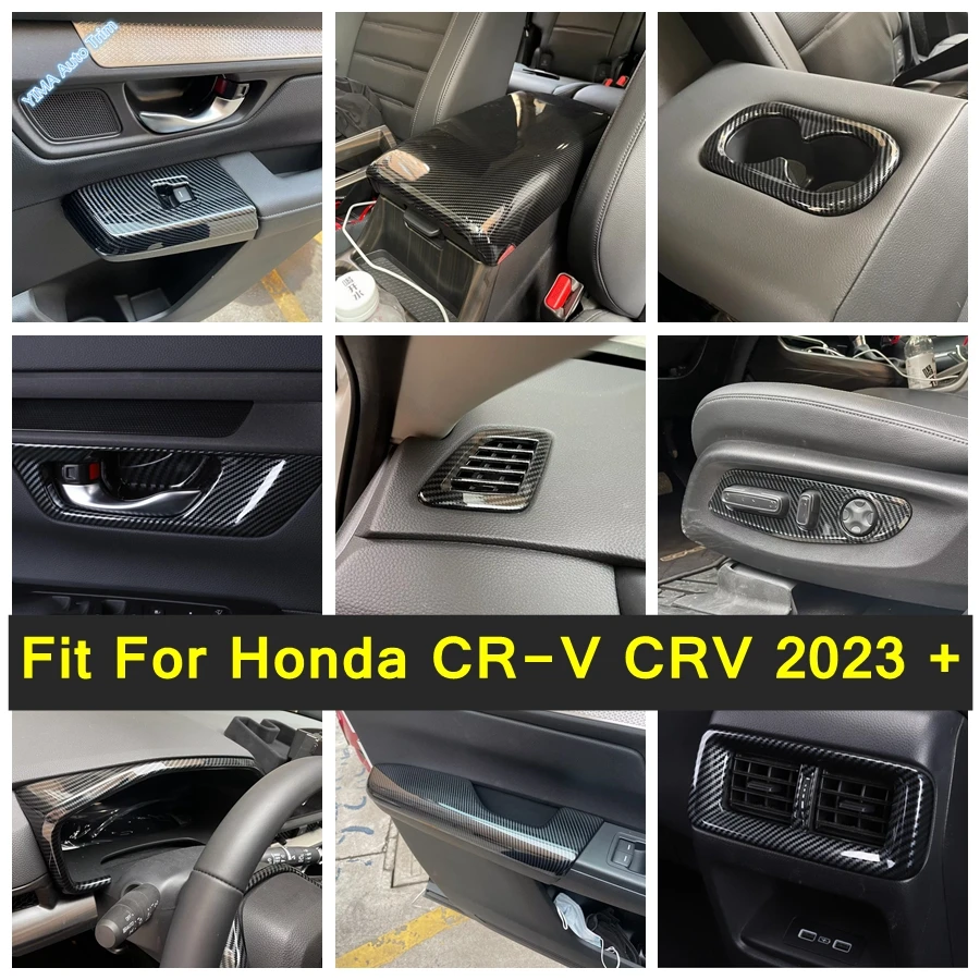 

Inner Door Handle Handrail Cover Trim Central Armrest Box Protective Panel Carbon Fiber For Honda CR-V CRV 2023 2024 Interior