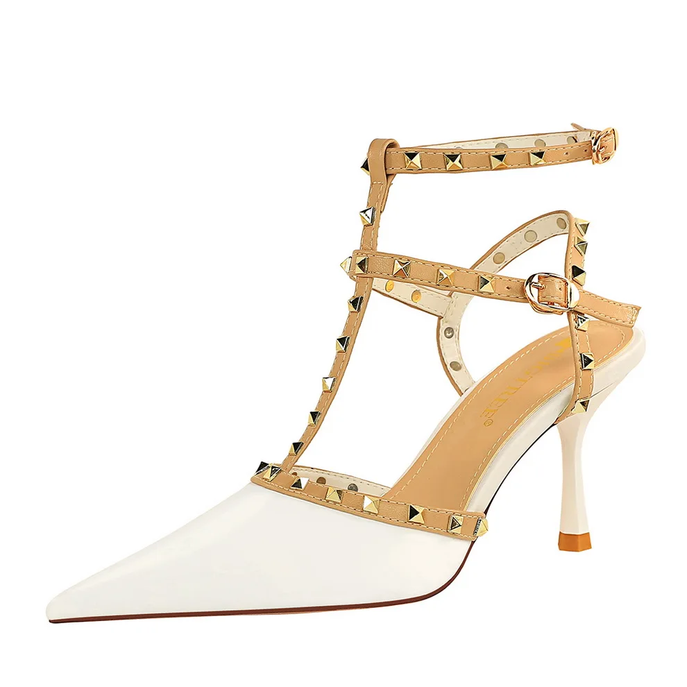 

2022 Women Sandals Sexy High Heels Buckle Ankle Strap Ladies Shoes Thin Heels Platform Fashion Summer Female Pumps Rivet Sandals