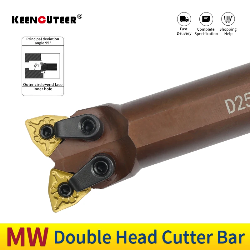 D16R-MW04R D20R-MW04L D25R-MW08H Spring steel Double head Internal Turning Tool Holder WNMG Inserts Lathe Bar CNC Cutting Tools
