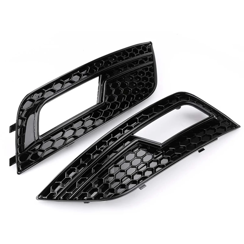Front Bumper Honeycomb Grill Fog Light Cover For 2013-2016 A4 B8.5 S-Line S4 Black 8K0807681 8K0807682 Replacement Parts