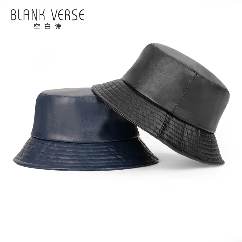 

Web Celebrity Star Pu Leather Fisherman Hat Ins Basin Of Female Fashion Dome Topi Outdoor Sun Hat The Joker Sun Hat