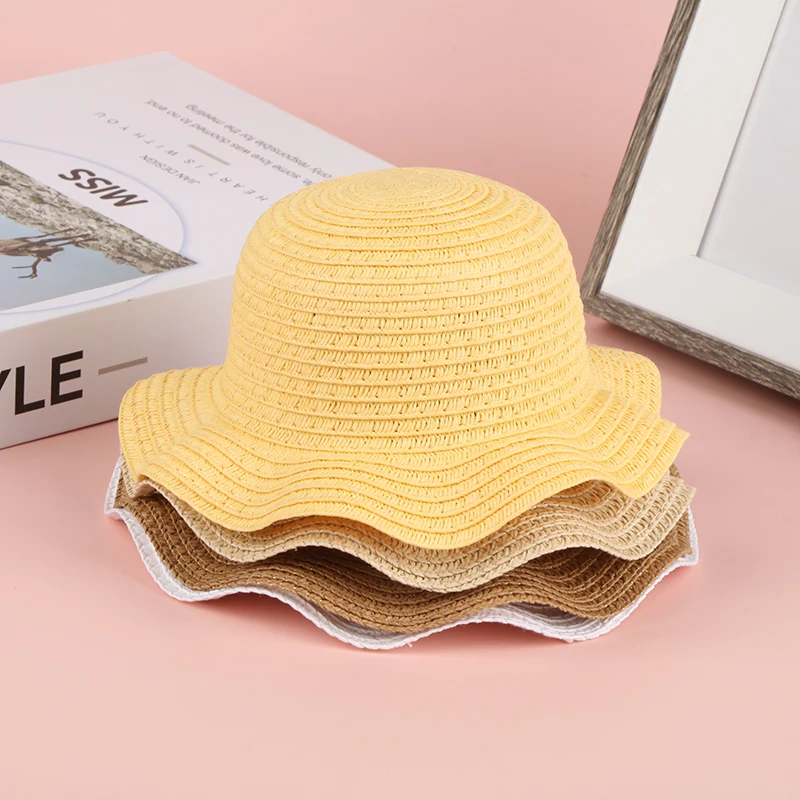 New Handmade Wave Edge Straw Hat Sun Cap For 1/6 Doll Accessories Decoration