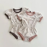 2022 summer new baby short sleeve bodysuit cute flower print infant girl casual jumpsuit toddler boy onesie loose baby clothes