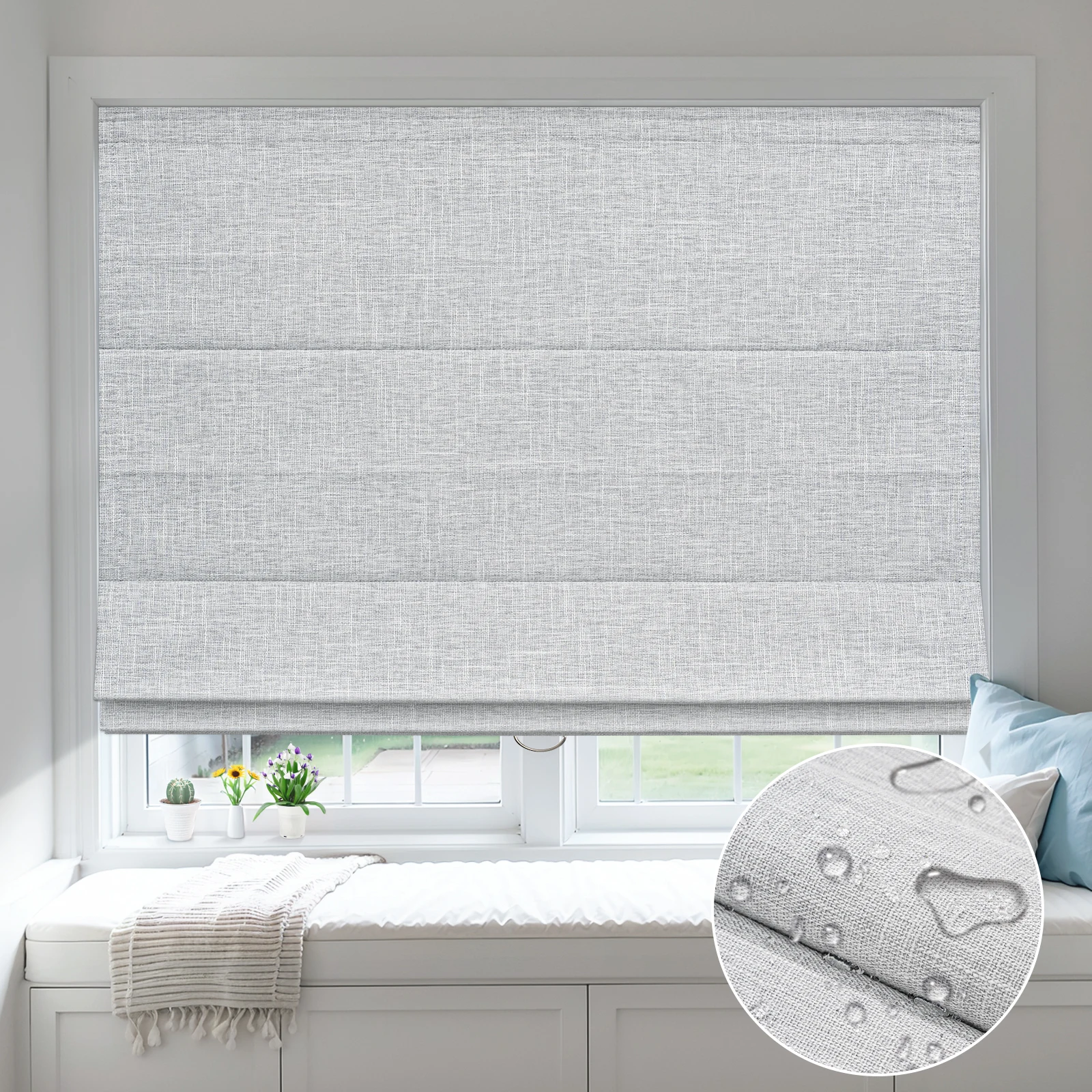 Беспроводные римские шторы Moonice затемняющие льняные для дома водонепроницаемые