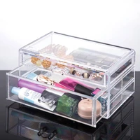 makeup organizer large capacity transparent acrylic display case stationery cosmetic organizer with 2 drawers desktop storage