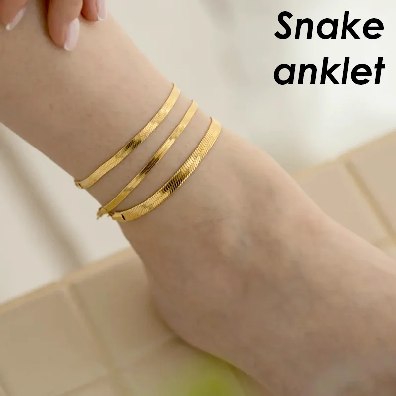 10 x Плоский браслет-змейка из нержавеющей стали с елочкой золота и серебра для