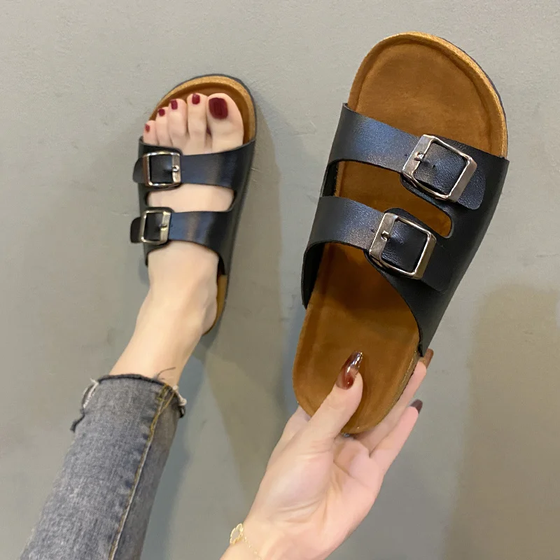 2023 Cork Woven Thick-soled Slippers  Non-slip Fashion Thick-soled Wedge Slippers Waterproof Platform Women's Shoes