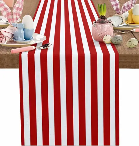 Льняная скатерть-дорожка  Christmas Geometric Stripes