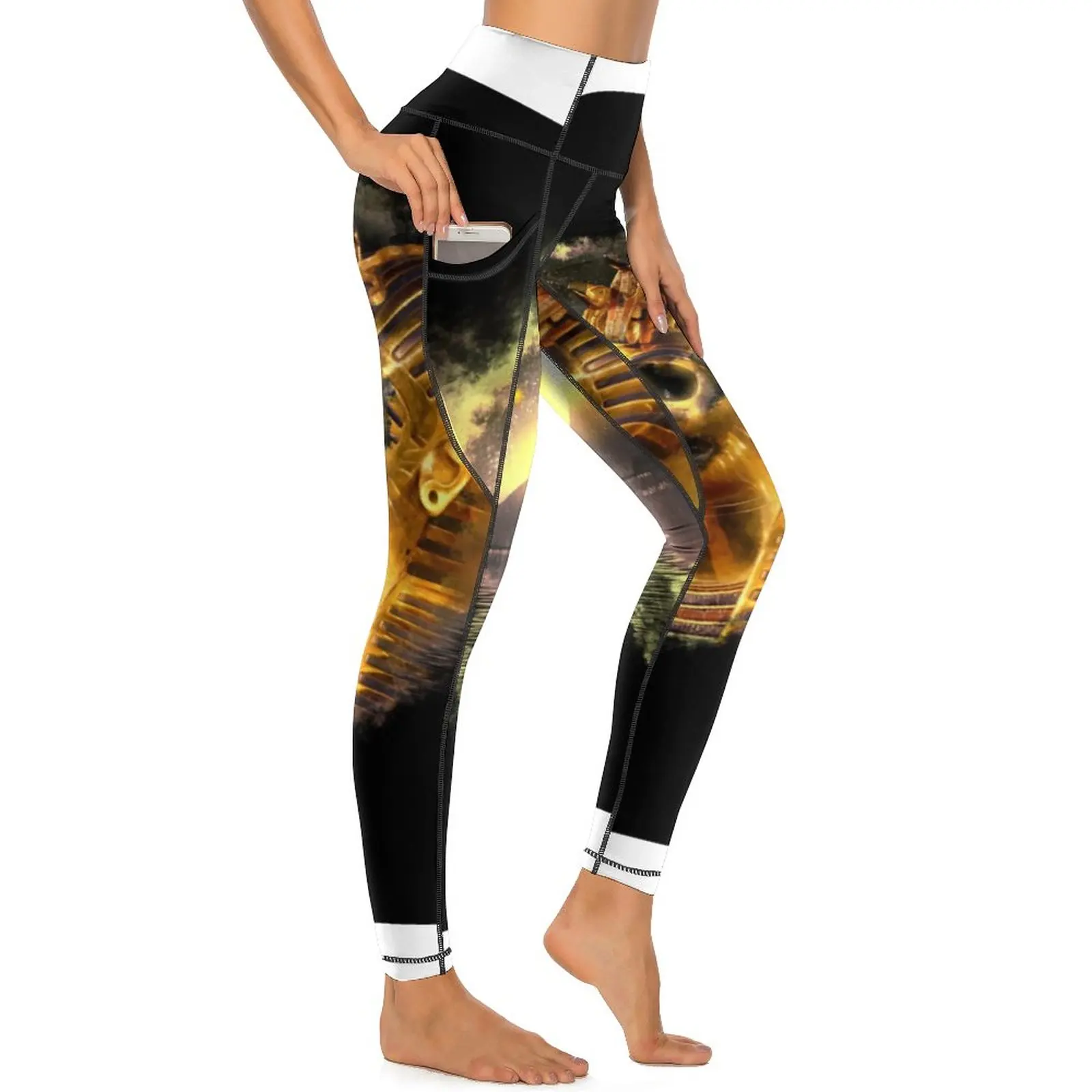 

Леггинсы Mystic египетские для бега и йоги, качественные леггинсы Фараона, светло-Золотая река, Египет, пикантные Винтажные эластичные легинсы...