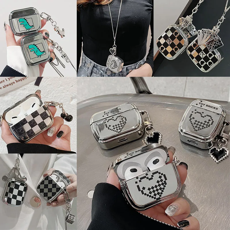 

Fashion Plating Cover for AirPods 3 Airpods 2 Case Bluetooth Earphone Protective Cover for AirPods Pro Funda Silver Charging Box