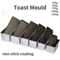 250g450g750g900g1000g aluminum alloy black non stick coating toast boxes bread loaf pan cake mold baking tool with lid