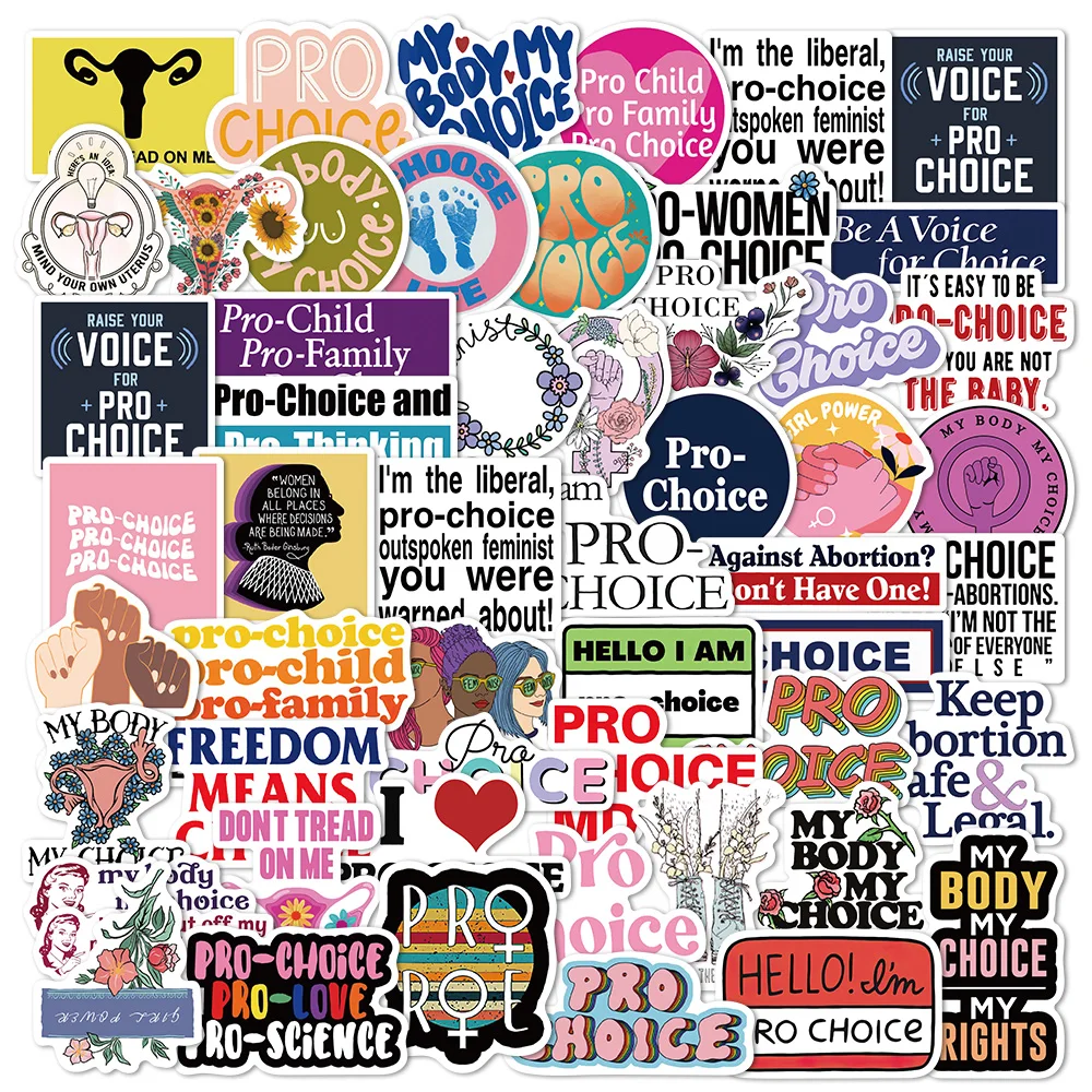 

10/52PCS Women's Pro-Choice Sticker My Mind My Body My Choice Decals for Laptop Phone Fridge Guitar Waterproof Kids Toy Sticker