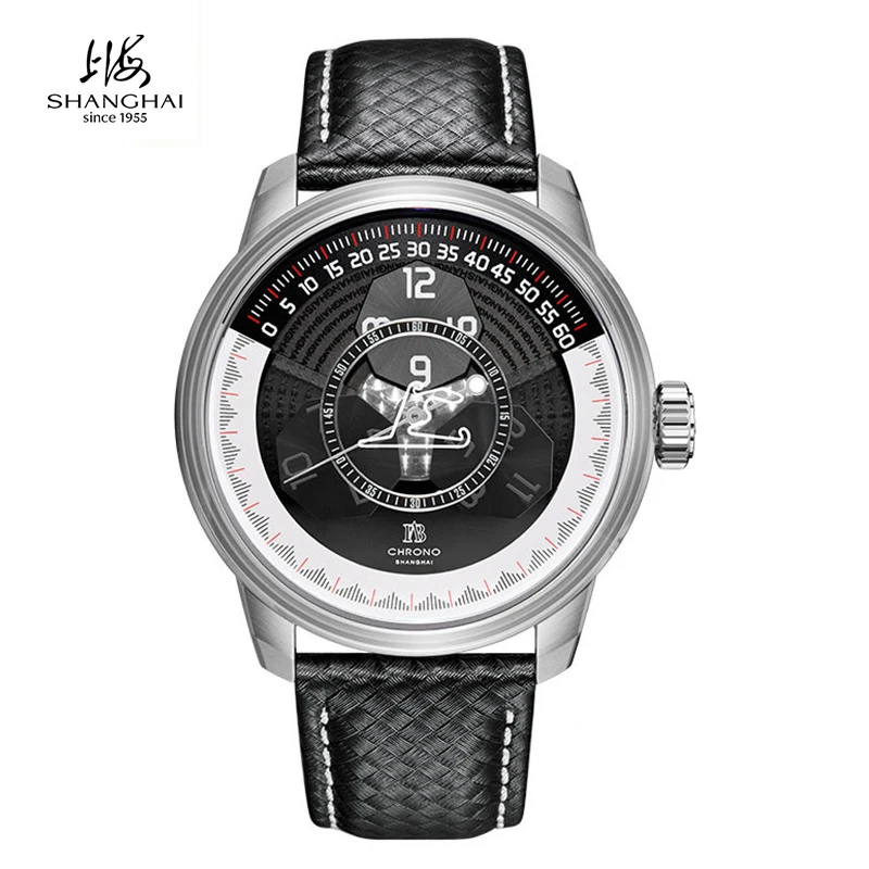 Фото Мужские механические часы Shanghai Watch Magic Formula, восьмиугольный цифровой циферблат, автоматические часы, светящиеся, водонепроницаемые до 100 м, 22FB №1