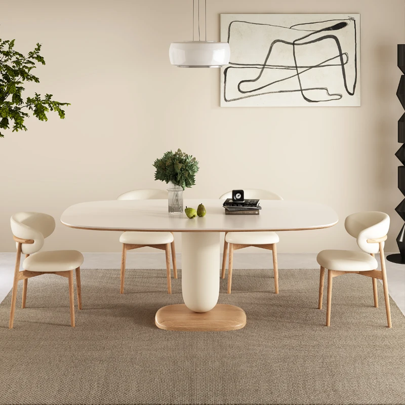 

Italian Restaurant Dining Table Balcony Apartment Center Big Waterproof Coffee Tables White Newclassic Mesas De Jantar Furniture