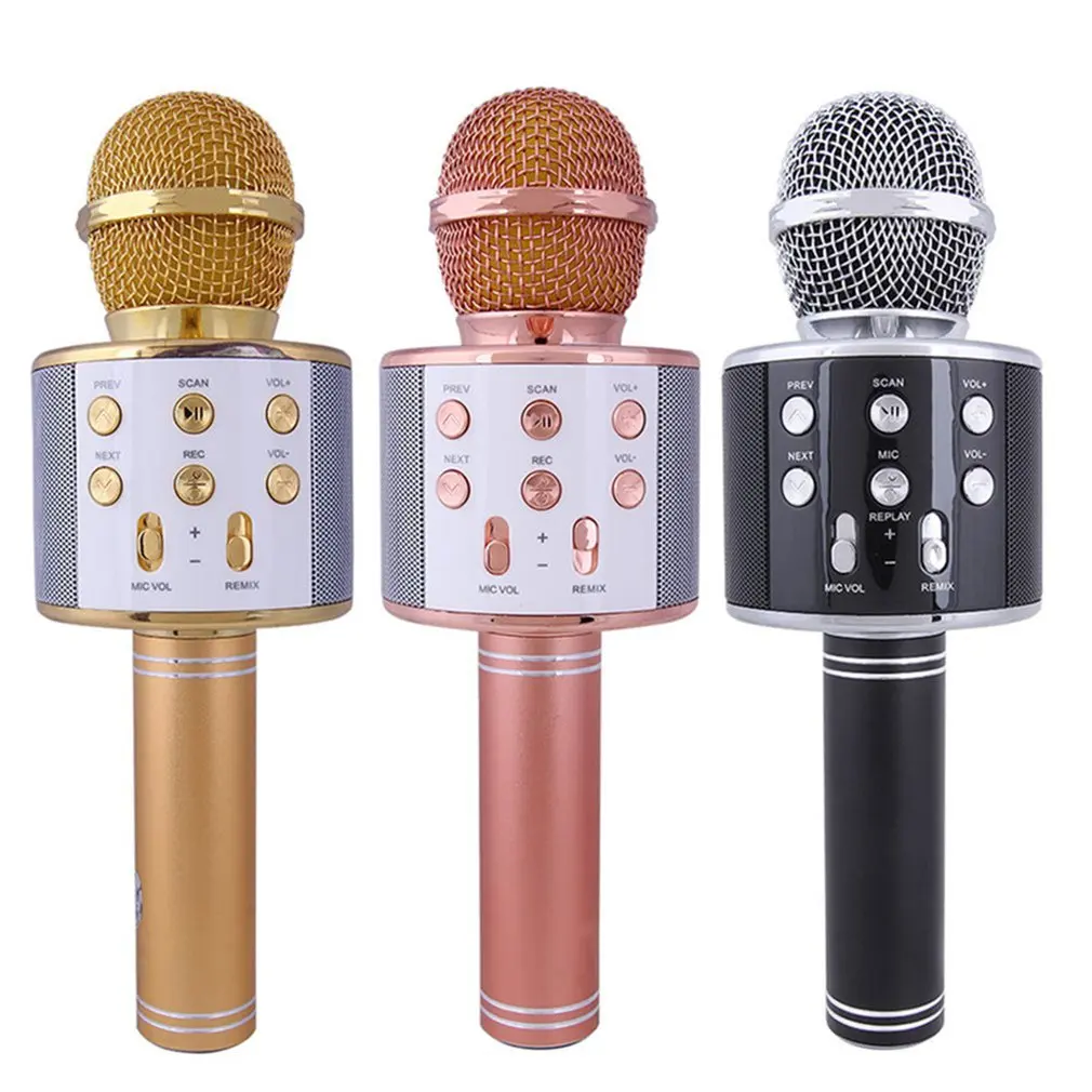 Wireless Karaoke Microphone Handheld Portable Speaker Home KTV Player with USB Dancing Record Function for Kids Gifts
