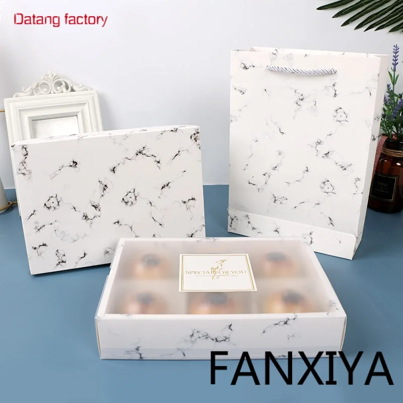 

Marble Packaging Box Crisp Frosted Transparent Small Cheese Cake Gift Box for Food Packaging