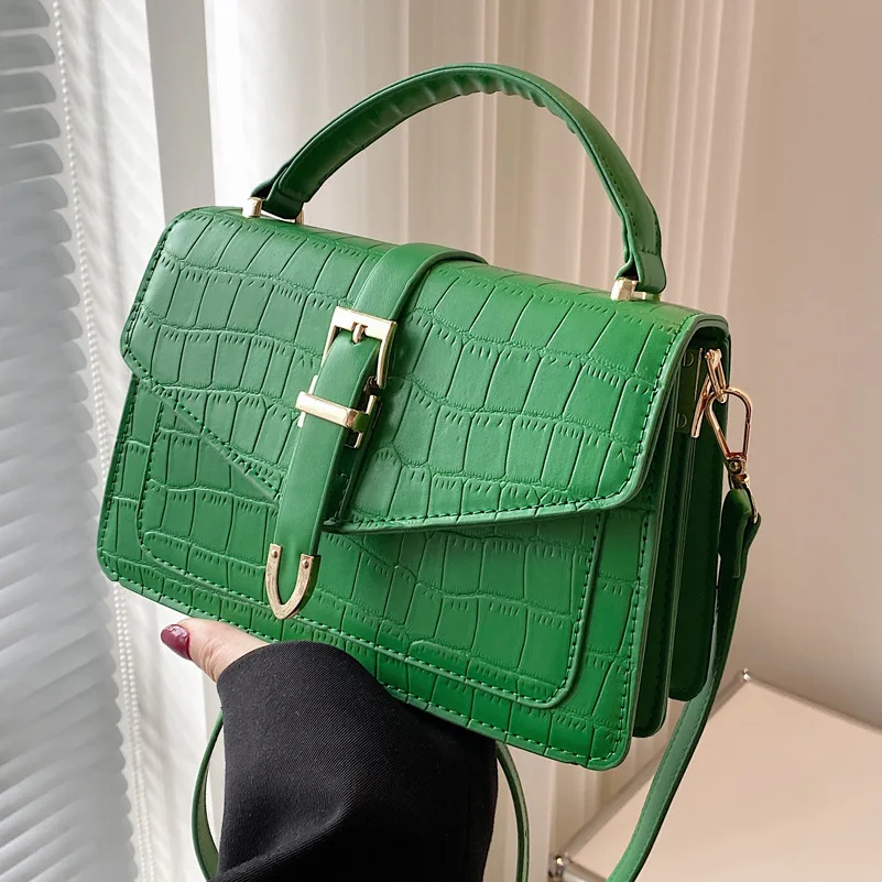 

Textured Handbag Women's Bag 2022 New Trendy Fashion Stone Pattern Shoulder Bag All-match Messenger Hand-held Small Square Bag