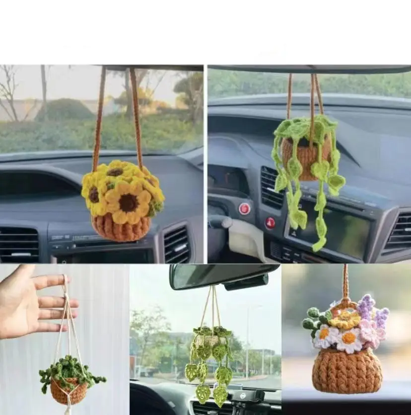 

Вязаные крючком подвесные аксессуары для зеркала заднего вида украшение на руку автомобиля вязаный подвесной автомобильный кулон P9u1