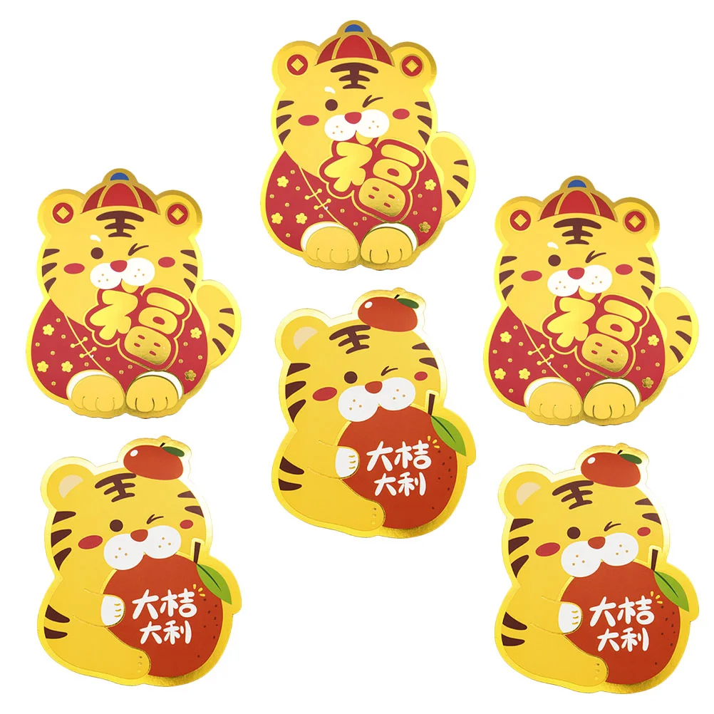 

6pcs Cartoon Red Envelopes 2022 Red Packets Chinese New Year Money Pockets