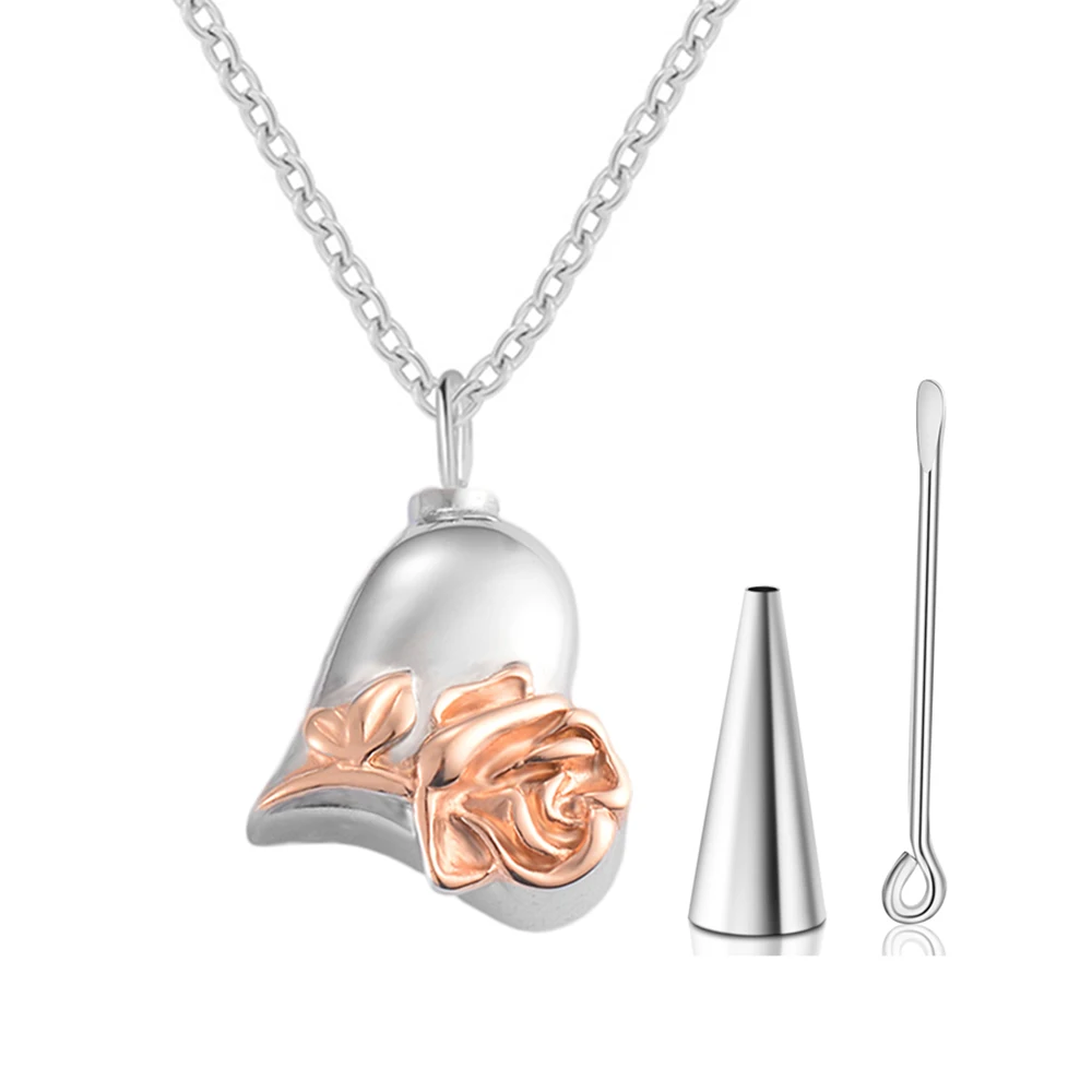 

Stainless Steel Heart Urn Necklace for Ashes Cremation Jewelry Womens Rose Memorial Pendant Jewelry of Loved Ones Keepsake