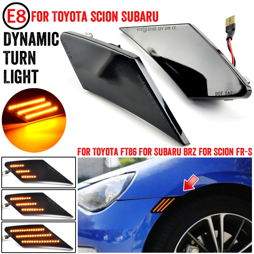 

2pcs LED Amber Dynamic Flowing Turn Signal Side Marker Light For Scion FR-S Subaru BRZ Toyota FT86
