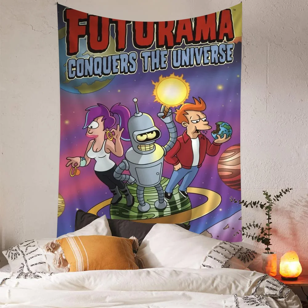 Cartoon Funny F-Futurama Printed Large Wall Tapestry Hanging Tarot Hippie Rugs Dorm Home Decor