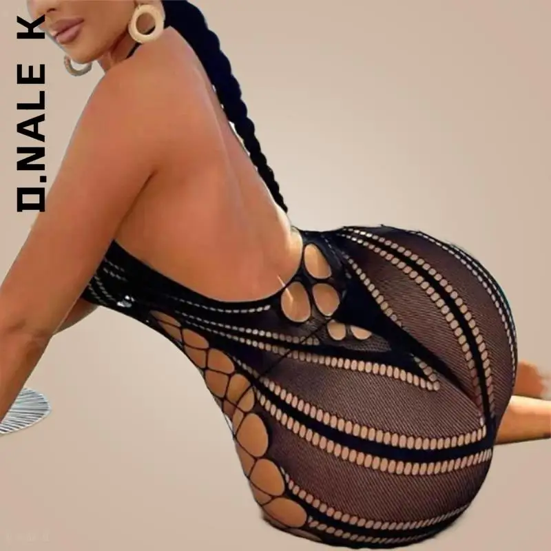 

D.Nale K Sexy Women Halter Backless Dress Night Club Dance Dress Beatchwear Low Cut Tight Pencil Cute Dress Mini Dress