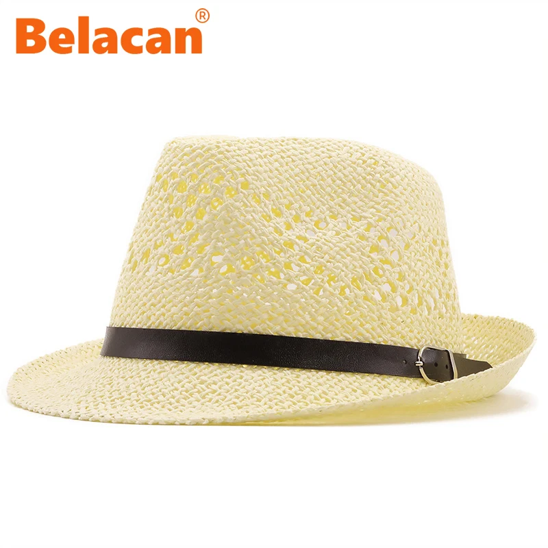 

Summer Straw Fedora Hats For Women Casual Beach Sun Hats Men's Wide Brim Fashion Visor Cap Solid Jazz Hat Sombrero Panama Gorras