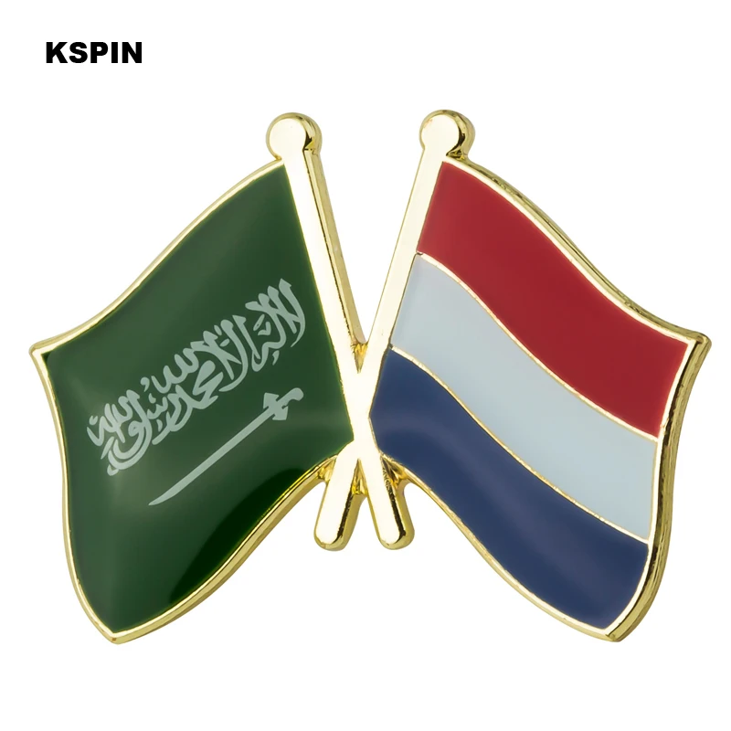 

Saudi Arabia & Netherlands Friendship Badge Flag Brooch National Flag Lapel Pin International Travel Pins Collections XY0486-6