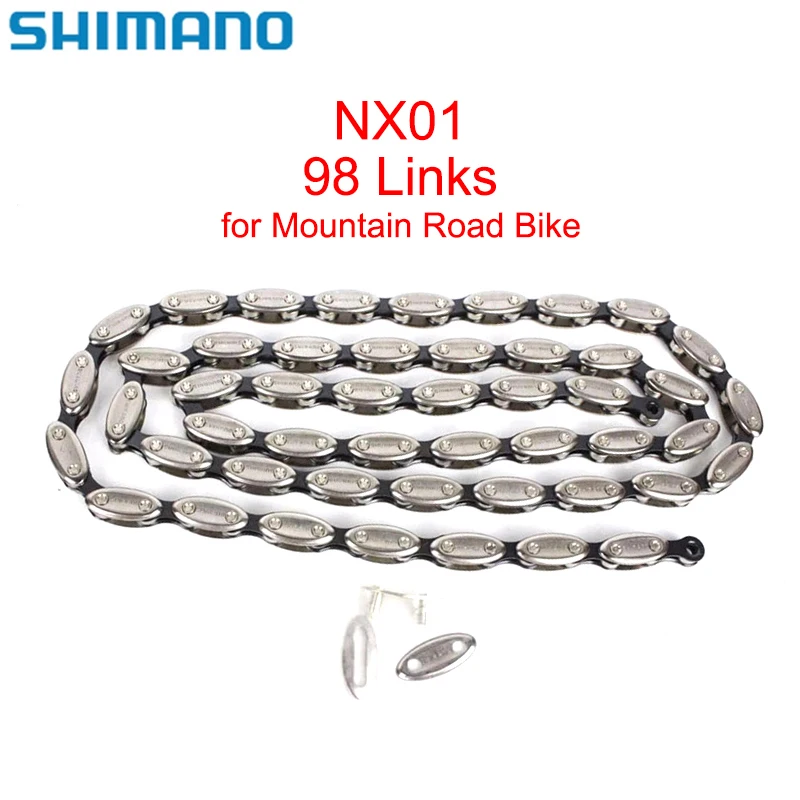 

Shimano NX01 Bicycle Chain Olive Shape Bike Chain 98 Link CJ-NX01 Fixed Gear Mountain Road Bike Chain Magic Links Bicycle Parts