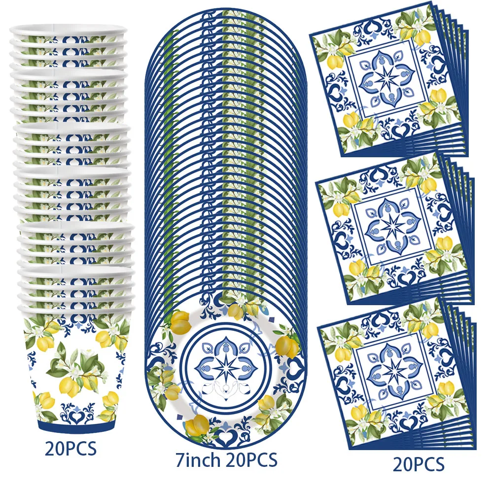 

Одноразовая посуда для вечеринки лимонная тема бумага