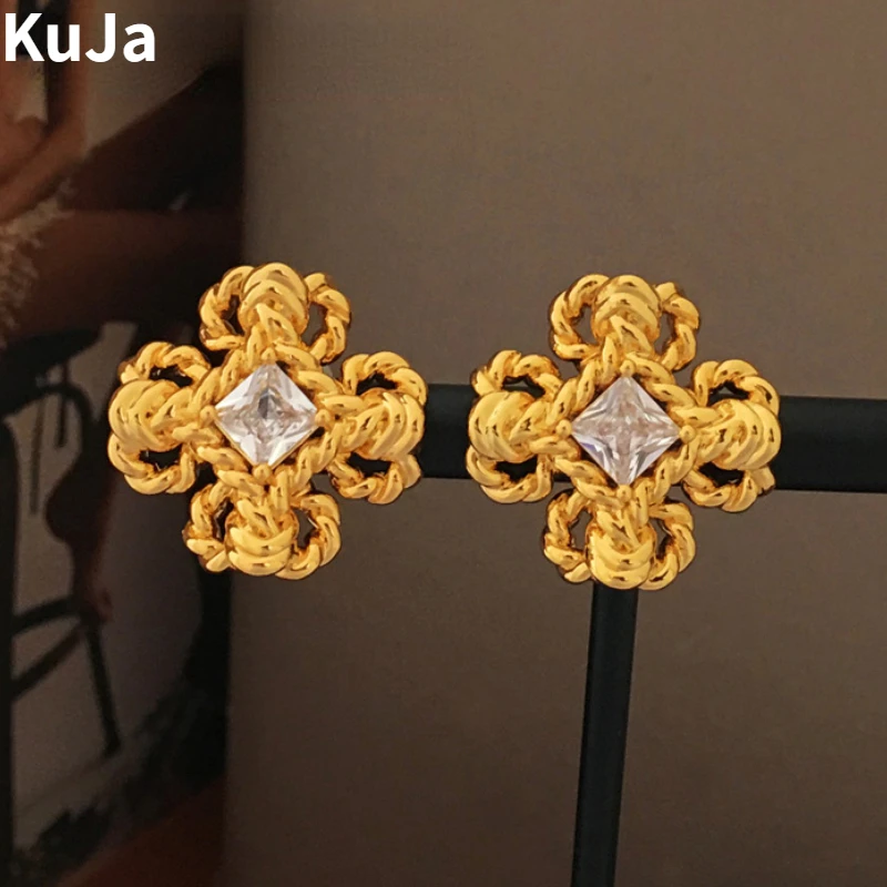 

Fashion Jewelry 925 Silver Needle Sweet Korean Temperament Glass Flower Earrings For Women Wedding Gifts Sweet Design Hot Sale