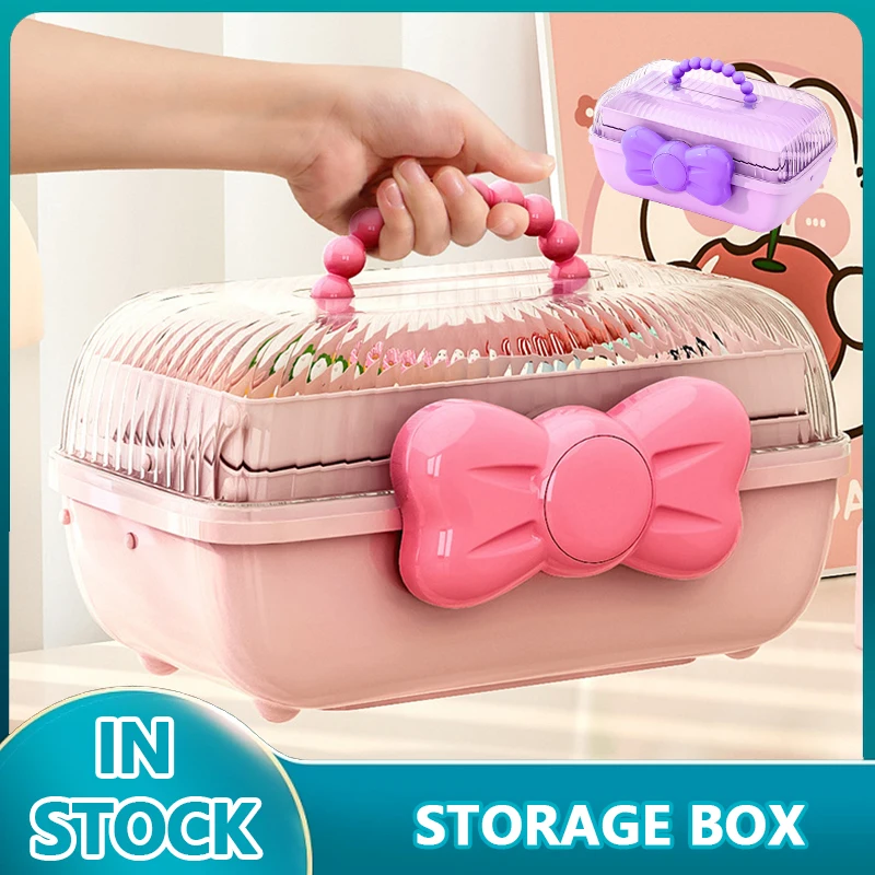

Foldable Cute Girl Jewelry Case Head Rope Display Rack Multi-layer Hairpin Organizer Children's Hair Accessories Storage Box
