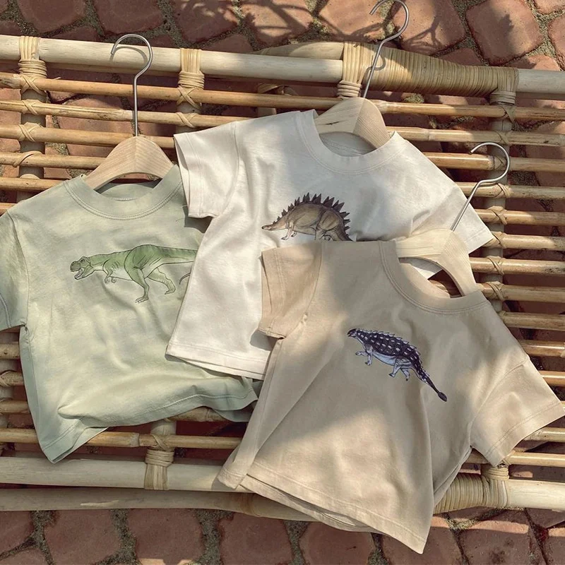 

0-5Y Summer Kids Boy Girl Cotton Suit Toddler Baby Set Cartoon Cool Dinosaur Short Sleeve T-shirt + Shorts Outfits