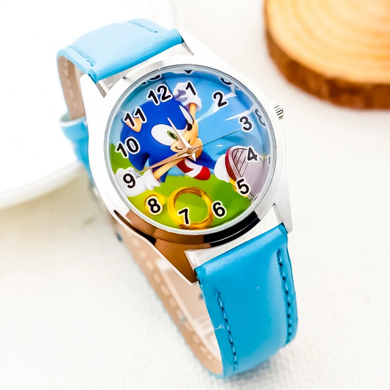 

Sonic Children's Watch Quartz Movement Anime Figure Sonic Dial Leather Strap Glass Dial 40 Different Styles Sonic the Hedgehog