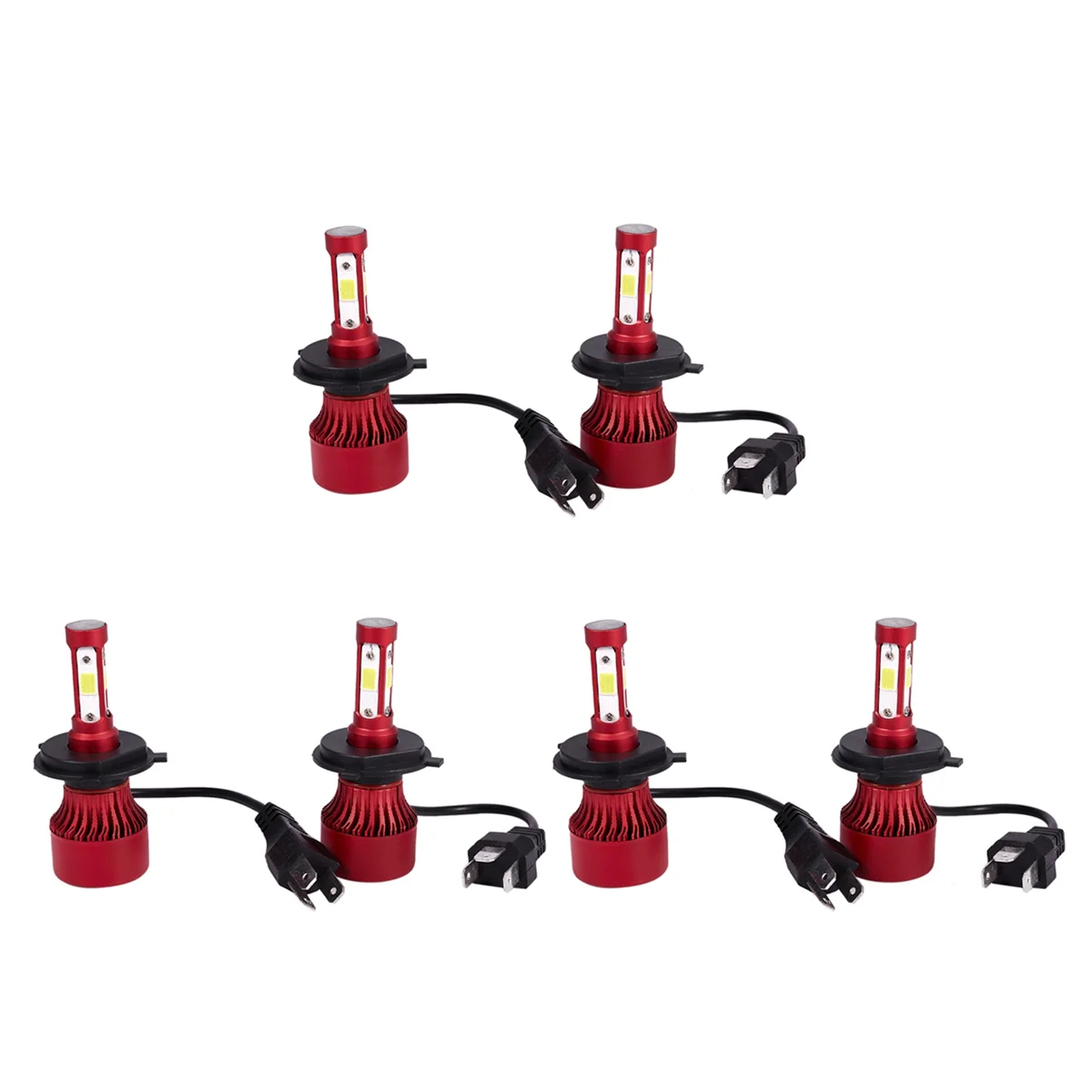 

6x H4 Hb2 9003 2200W 330000Lm 4-Side LED Headlight Kit Hi/Lo Power Bulbs 6000K