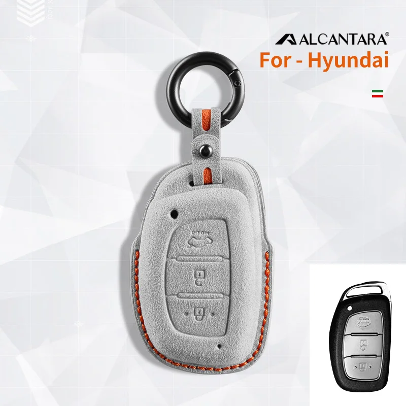 

Alcantara Car Accessories Fob Key Case Cover Holder For Hyundai Solaris Azera Elantra Grandeur KONA KAUAI IG Accent Santa Fe