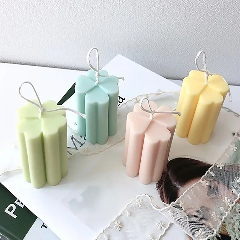 Geometric Column Candle Plastic Acrylic PC Mold DIY Leaf Shaped Aromatherapy Candle Mold for Candle Making Crafts