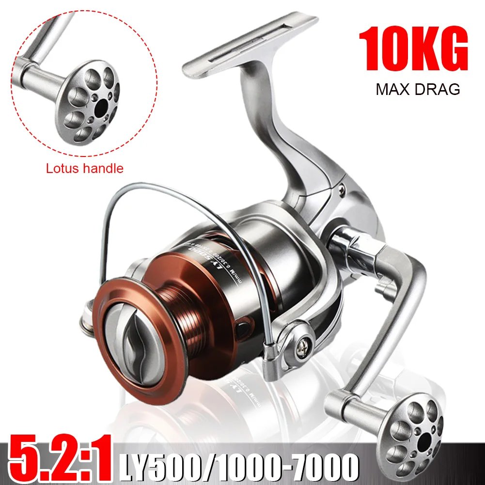 

All Metal Fishing Spinning Reel 10KG 5.2:1 Ratio Max Drag Carp Fishing Casting Reel For Freshwater Saltwater Fishing Accessories
