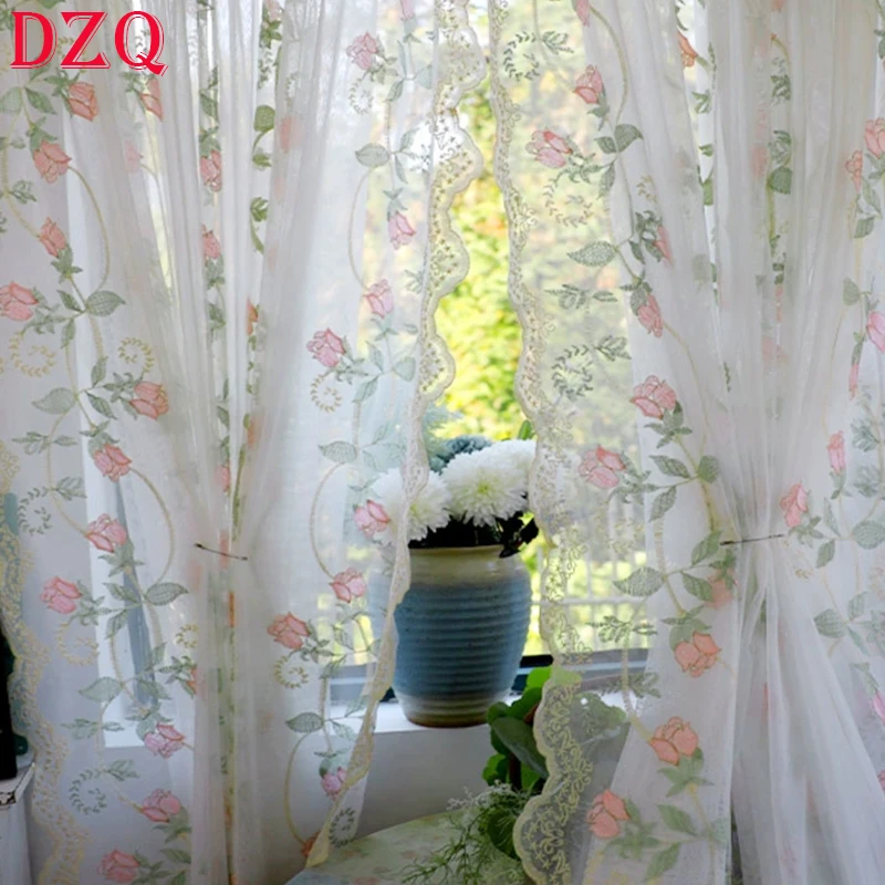 

Элегантные кружевные тюлевые шторы Frence с вышивкой розы для гостиной декоративные гофрированные шторы для спальни с цветами марля для спальни # A503