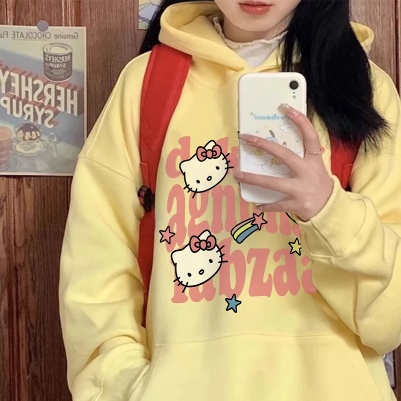 Толстовки Hello Kitty Dopamine для мужчин и женщин весна осень-зима новый стиль детская