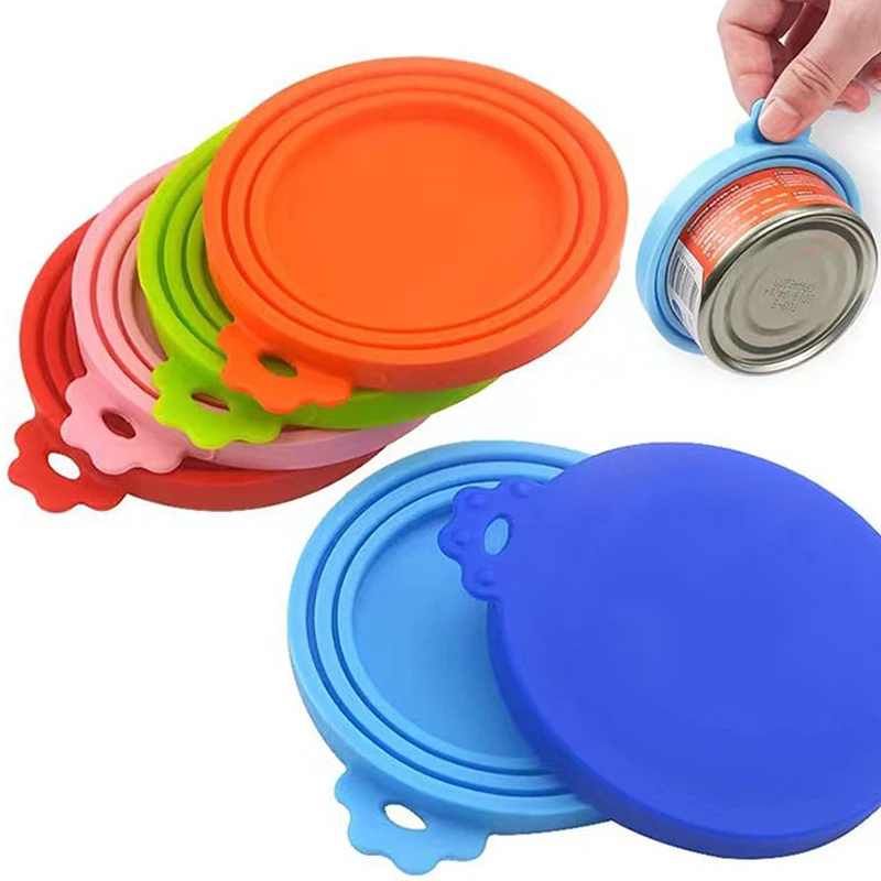 3 in 1 Food Grade Canned Lid Pet Grain Sealed Lid Silicone Fresh-Keeping Cup Lid Bowl Lid Soft Universal Sealed Storage