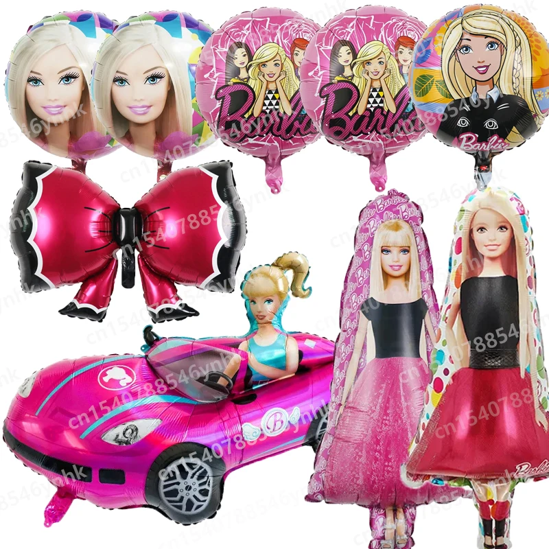 Мультяшные розовые шары в виде Барби для девочек украшение на день рождения